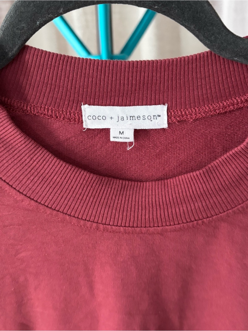 Coco + Jaimeson Burgundy Embroidered Sleeve Sweatshirt - Picture 5 of 7